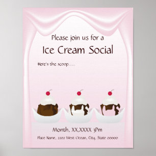 Ice Cream Social Announement Poster