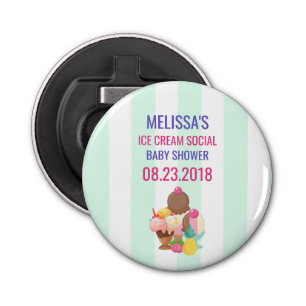 Ice Cream Social Baby shower Event Button Flesopener