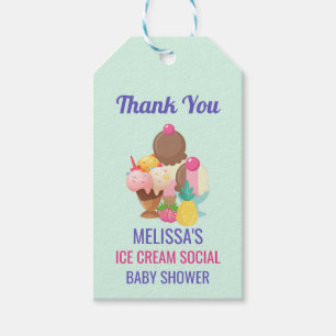 Ice Cream Social Baby shower Event Hartelijk dank Cadeaulabel