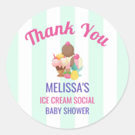 Ice Cream Social Baby shower Event Hartelijk dank Ronde Sticker