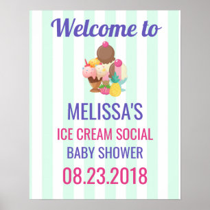 Ice Cream Social Baby shower Event Poster