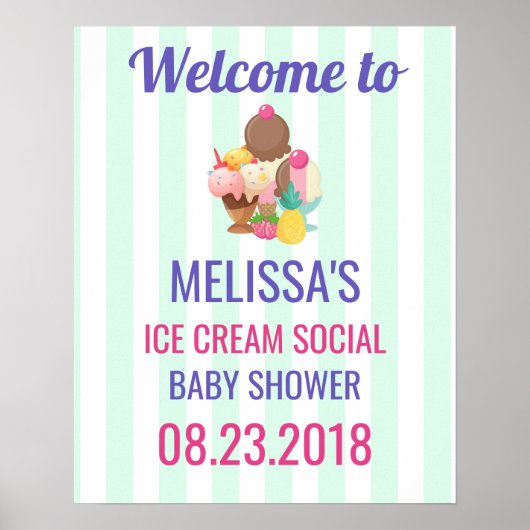 Ice Cream Social Baby shower Event Poster (Voorkant)