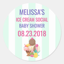 Ice Cream Social Baby shower Event Save the Date Ronde Sticker