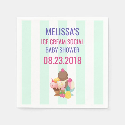 Ice Cream Social Baby shower Event Servet (Voorkant)