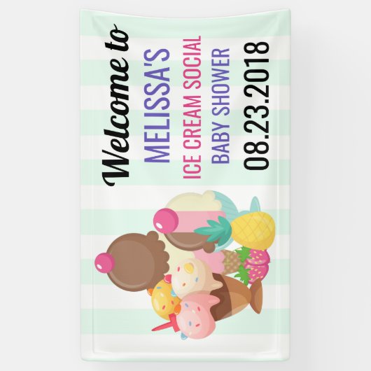 Ice Cream Social Baby shower Event Spandoek (Verticaal)