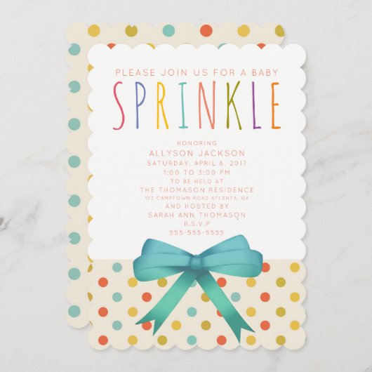 Ice Cream Social Baby Sprinkle Invitation Kaart (Voorkant / Achterkant)