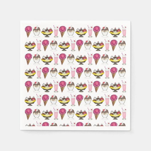 Ice Cream Social Banana Split Sundae Cone Shake Servet (Voorkant)