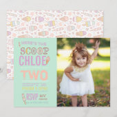 ICE CREAM SOCIAL BIRTHDAY ARTIJ INVITATION nodigen Kaart (Voorkant / Achterkant)