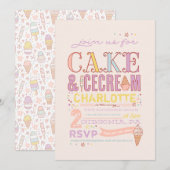 ICE CREAM SOCIAL BIRTHDAY ARTIJ INVITATION nodigen Kaart (Voorkant / Achterkant)