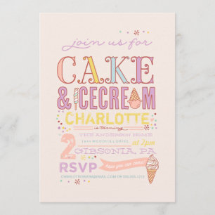 ICE CREAM SOCIAL BIRTHDAY ARTIJ INVITATION nodigen Kaart