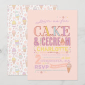 ICE CREAM SOCIAL BIRTHDAY ARTIJ INVITATION nodigen Kaart (Voorkant / Achterkant)