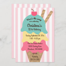 Ice Cream Social Birthday Party Invitation