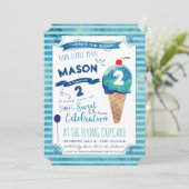 Ice Cream Social Birthday Party Invitations - Boy Kaart (Staand voorkant)