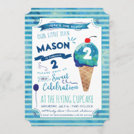 Ice Cream Social Birthday Party Invitations - Boy Kaart