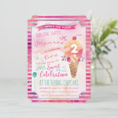 Ice Cream Social Birthday Party Uitnodigingen (Staand voorkant)