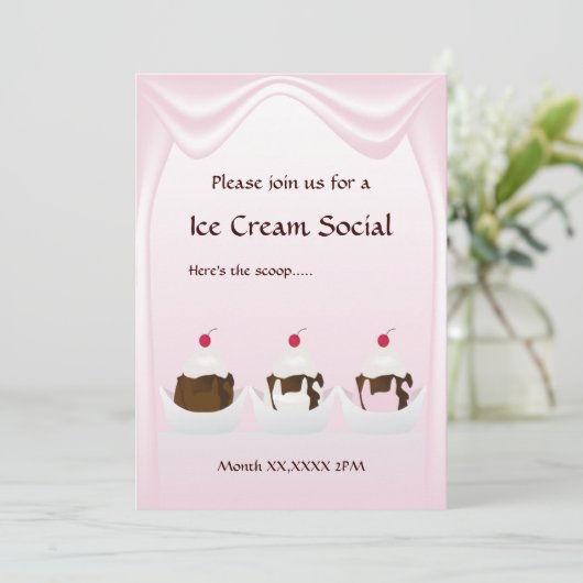 Ice Cream Social Custom Uitnodiging (Staand voorkant)