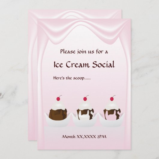 Ice Cream Social Custom Uitnodiging (Voorkant / Achterkant)