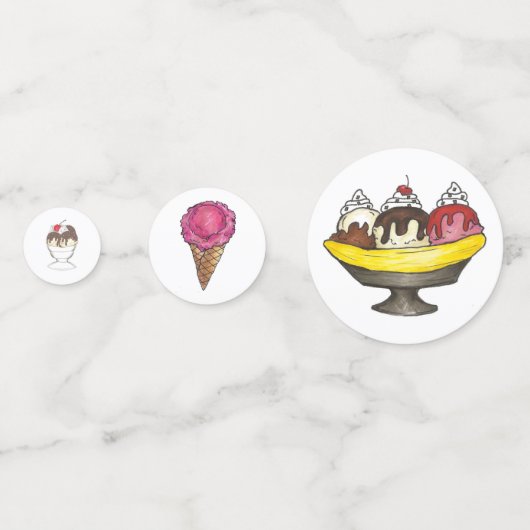 Ice Cream Social Favor Banana Split Sundae Cone Confetti (Voorkanten)