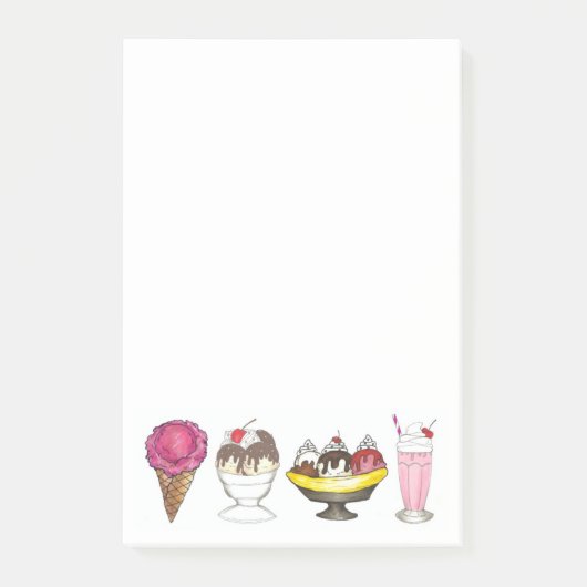 Ice Cream Social Favor Banana Split Sundae Cone Post-it® Notes (Voorkant)