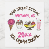 Ice Cream Social Favor Banana Split Sundae Cone Wijn Etiket (Enkel label)