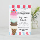Ice Cream Social Fundraiser Invitation Kaart (Staand voorkant)