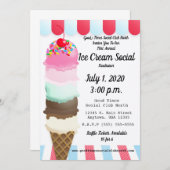 Ice Cream Social Fundraiser Invitation Kaart (Voorkant / Achterkant)