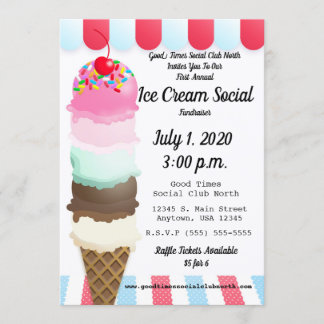 Ice Cream Social Fundraiser Invitation Kaart