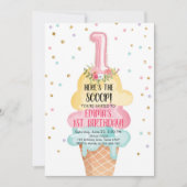 Ice Cream Social Hier is de Scoop Eerste Verjaarda Kaart (Voorkant)