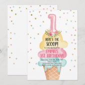 Ice Cream Social Hier is de Scoop Eerste Verjaarda Kaart (Voorkant / Achterkant)