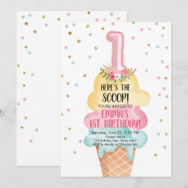 Ice Cream Social Hier is de Scoop Eerste Verjaarda Kaart