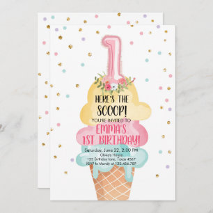 Ice Cream Social Hier is de Scoop Eerste Verjaarda Kaart
