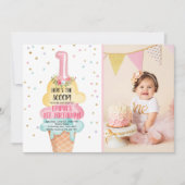 Ice Cream Social Hier is de Scoop Eerste Verjaarda Kaart (Voorkant)