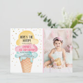 Ice Cream Social Hier is de Scoop Roze Confetti Kaart (Staand voorkant)