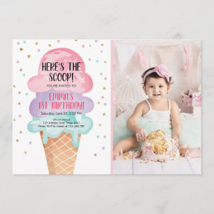Ice Cream Social Hier is de Scoop Roze Confetti Kaart