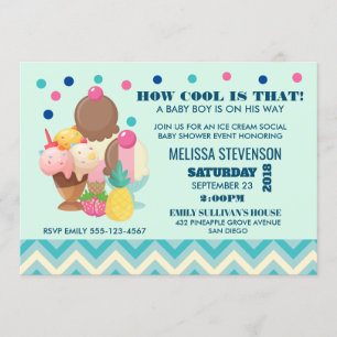 Ice Cream Social Hoe Cool - Baby shower Kaart