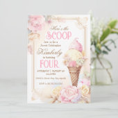 Ice cream social,  ijsje verjaardag kaart (Staand voorkant)