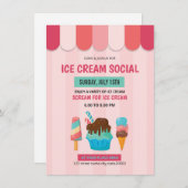 Ice Cream Social Invitation Flyer Kaart (Voorkant / Achterkant)
