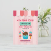 Ice Cream Social Invitation Flyer Kaart (Staand voorkant)