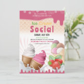 Ice Cream Social Invitation Flyer Sjabloon Kaart (Staand voorkant)