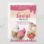 Ice Cream Social Invitation Flyer Sjabloon Kaart (Voorkant / Achterkant)