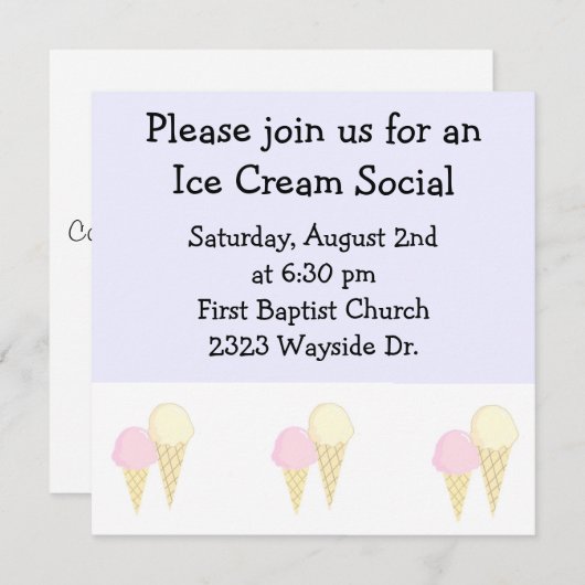 Ice Cream Social Kaart (Voorkant / Achterkant)