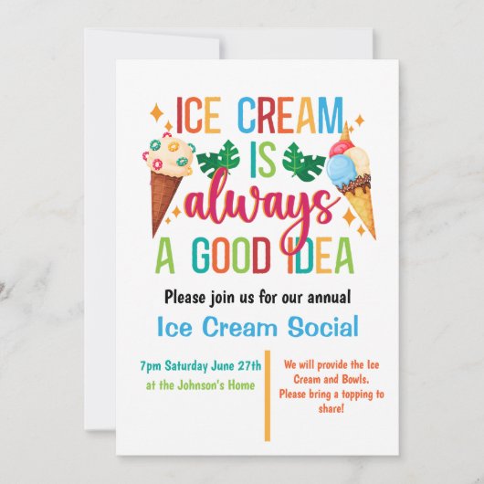 Ice Cream Social Kaart (Voorkant)