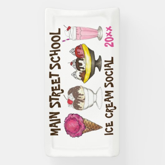 Ice Cream Social Maak je eigen Sundae Party Spandoek (Verticaal)
