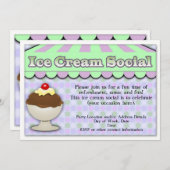 Ice Cream Social, Paars/Green Stripe Sundae Kaart (Voorkant / Achterkant)