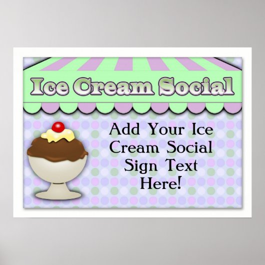 Ice Cream Social, Paars/Green Stripe Sundae Poster (Voorkant)