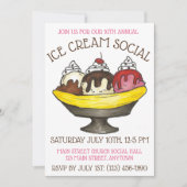 Ice Cream Social Party Dessert Banana Split Sundae Kaart (Voorkant)