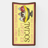 Ice Cream Social Party Dessert Banana Split Sundae Spandoek (Verticaal)