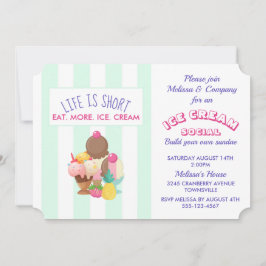 Ice Cream Social Party Evenement Uitnodigen Kaart