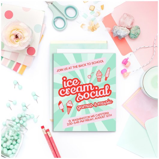 Ice Cream Social Party Flyer