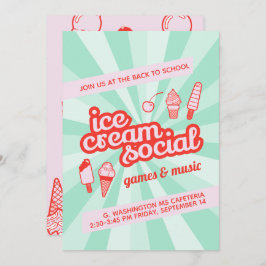 Ice Cream Social Party Flyer Kaart